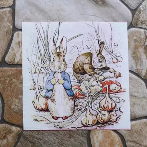 Hand Dyed Cotton Canvas Fabric Cartoon Rabbit Family For DI