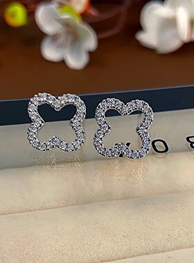 New Fashion Leaf Hollow Zircon Stud Earrings for Women Eleg