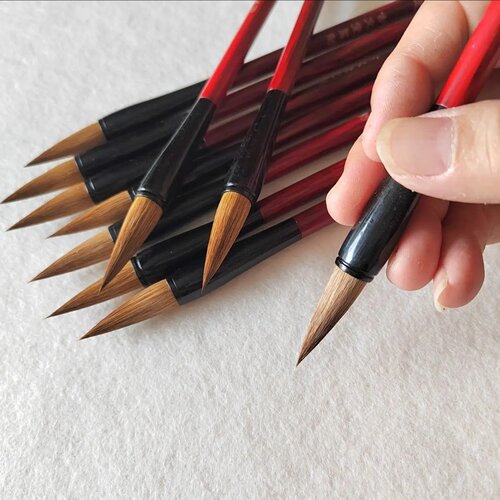 10Pcs Redwood Calligraphic Brushes Weasel Hair Chinese Pain