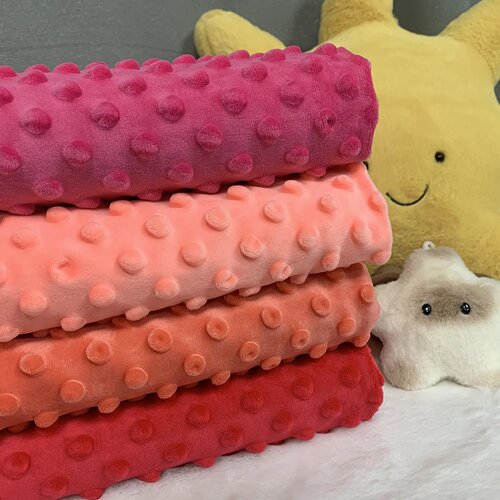 Dot Minky Fabric For Baby Comfort Blankets 1mm Pile Length