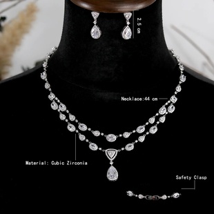 White Transparent Two-layer Water Drop 2PCS Crystal Necklac