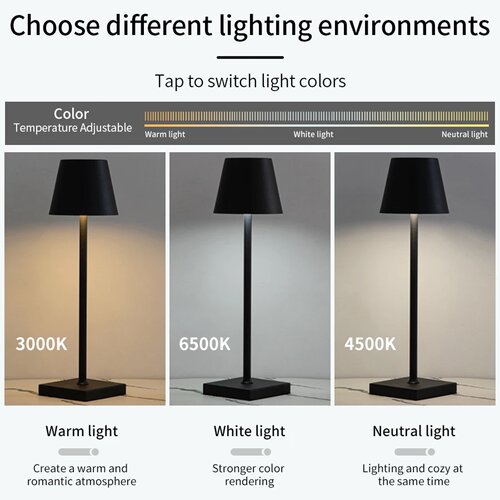 Rechargeable LED Table Lamp Touch Switch 3 Levels Dimmable