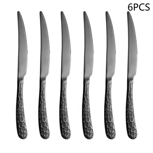 4/6/16/24pcs Black stainless steel cutlery knife, fork and