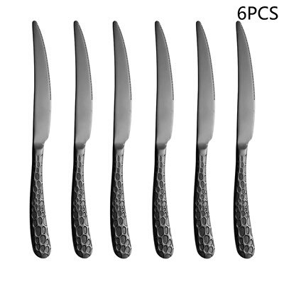 4/6/16/24pcs Black stainless steel cutlery knife, fork and