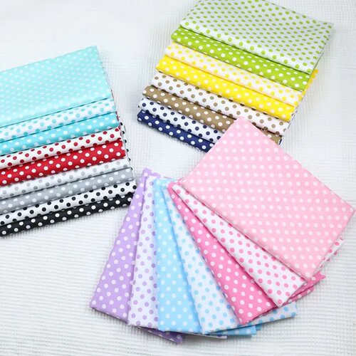 Dots Printed 100% Cotton Fabric by Meter, DIY Patchwork, Qu
