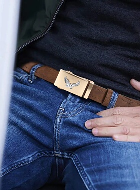 New Men Leather Belt Automatic Buckle Belt Fashion Alloy Be