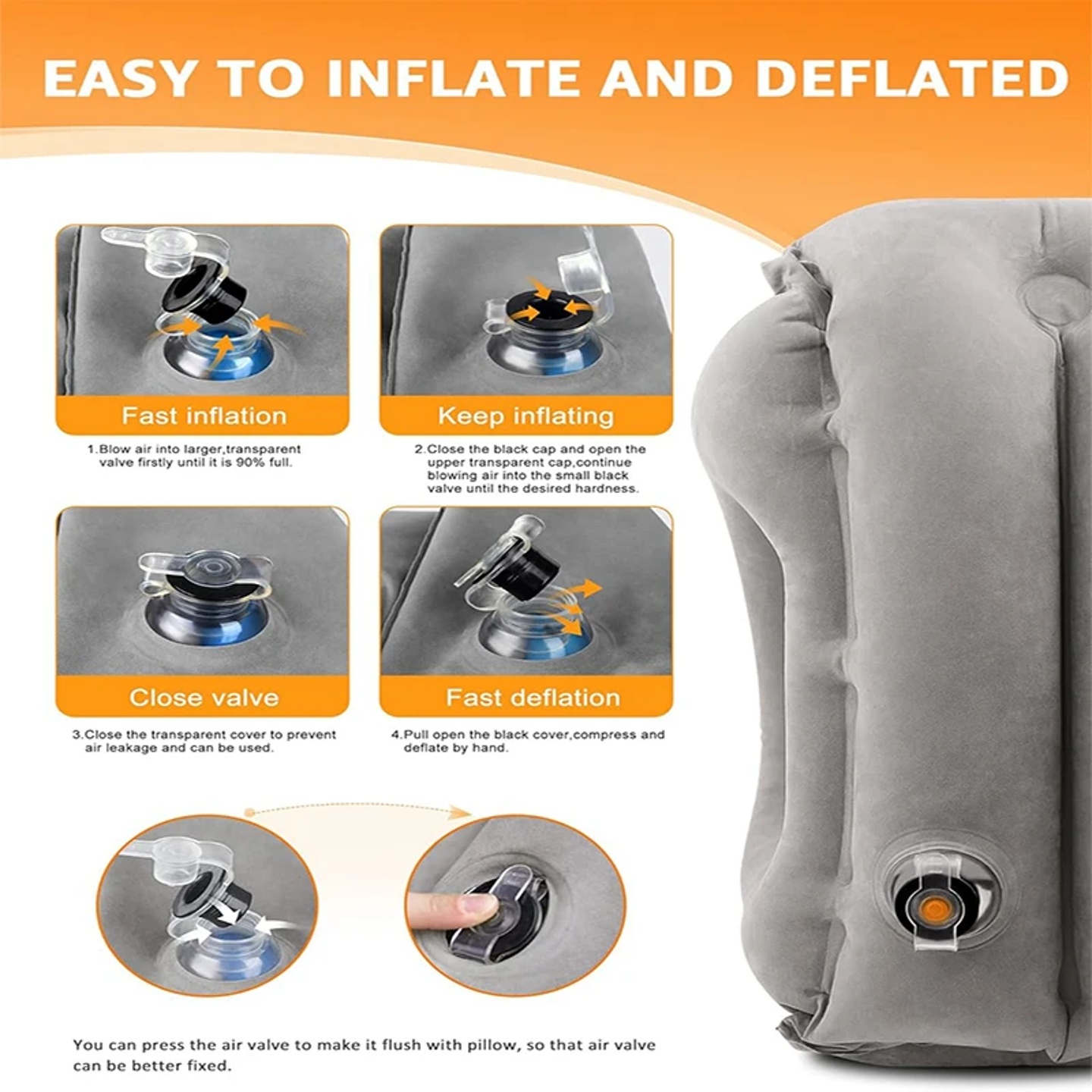 New Pattern Inflatable Travel Pillow Portable Chin Support