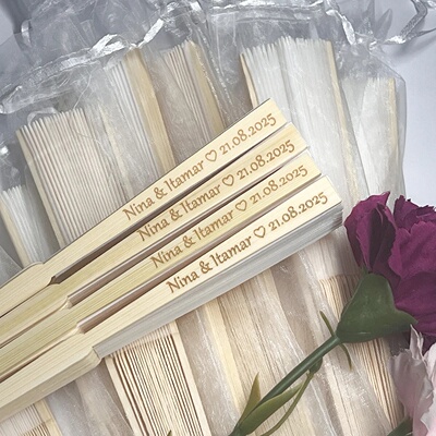 10-90pcs Personalized Engraved White Folding Elegant Silk H