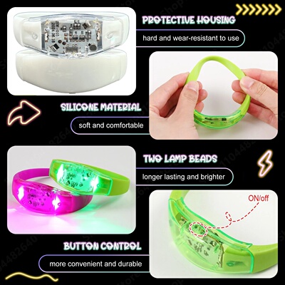 20-250Pcs Music & Sound Activated Led Bracelet for Wedding