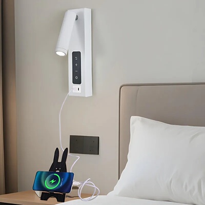Dimmable Bedside Wall Light 2 USB Charging Tri Color Light