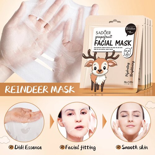 5pcs SADOER Cartoon Fresh Fruit Facial Masks Moisturizing S