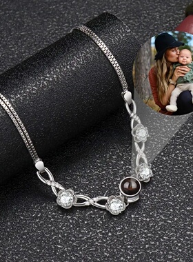 S925 Silver Custom Photo Bracelets Personalized Projection
