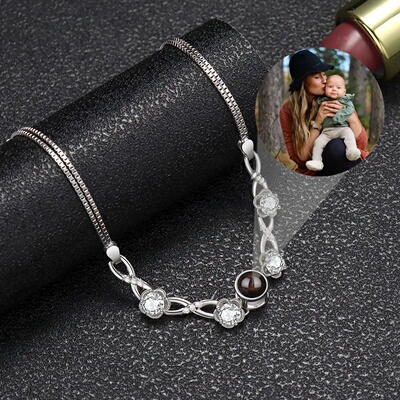 S925 Silver Custom Photo Bracelets Personalized Projection