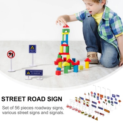56Pcs Signs Road Traffic Signs Model Safety Educational Str