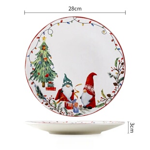 Creative Christmas Ceramic Plate for Dinner Exquisite Round