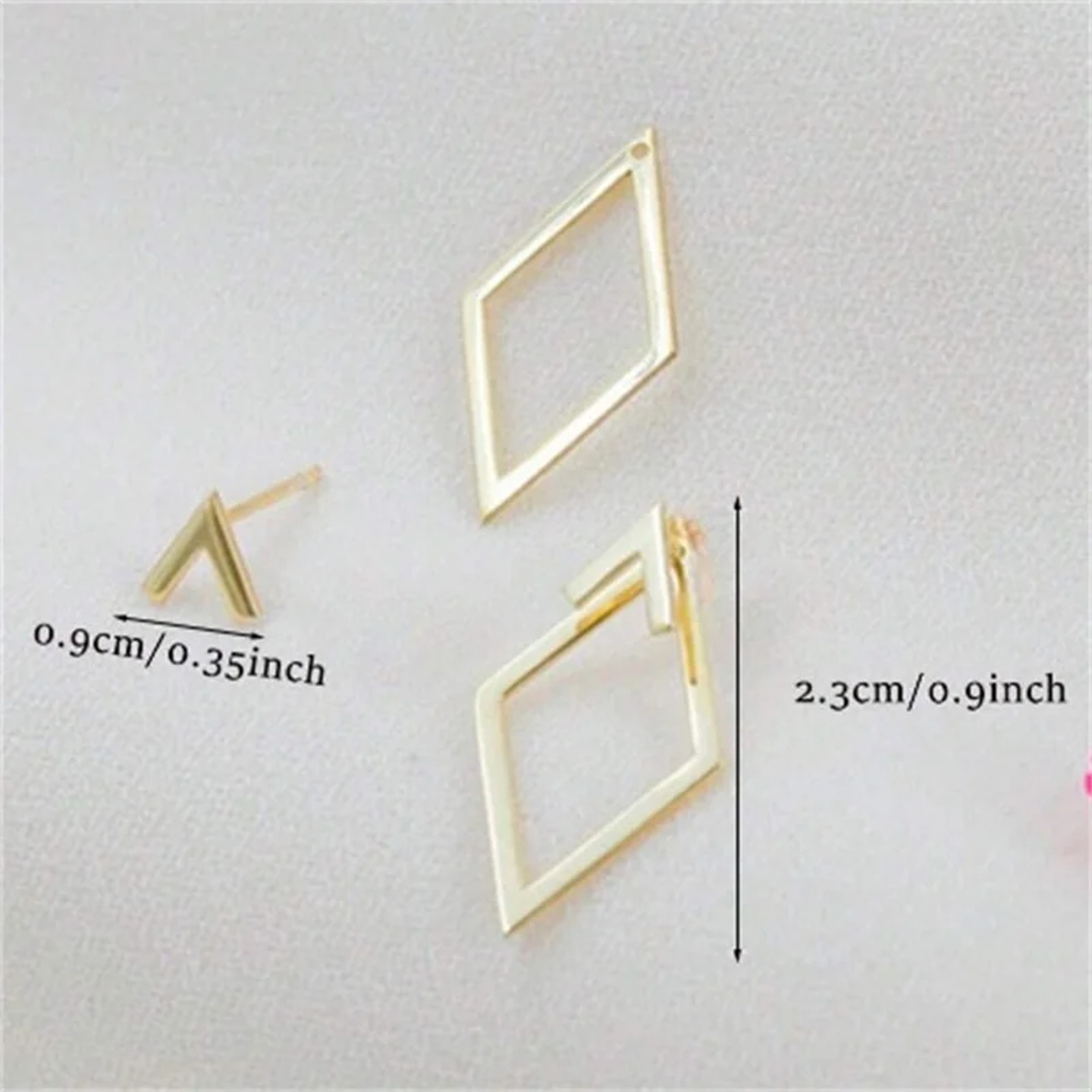 Retro Minimalist Geometric Square Detachable Triangles Stud
