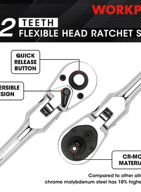 WORKPRO 2-Piece Flex Head Ratchet Set 1/4