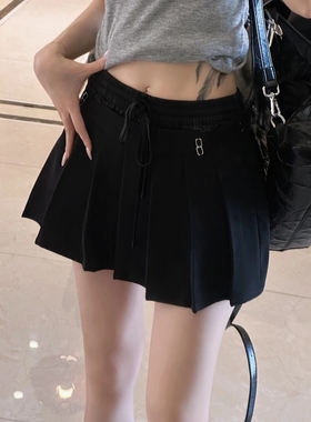 LOOSINGWHITE设计师品牌24夏季百褶双腰头时尚短裤松紧腰女裙辣裙