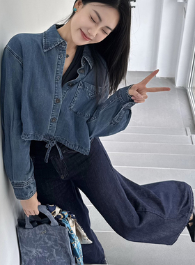 LOOSINGWHITE设计师品牌24秋冬新品休闲帅气牛仔上衣天丝外套女装