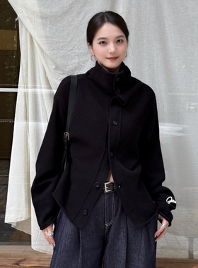 JAC FLEURANT设计师02025秋冬新款纯羊毛高领开衫百搭宽松保暖衣