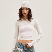 拼色吊带抹胸真两件长袖 JAC FLEURNAT2026春秋新款 上衣天丝T恤女