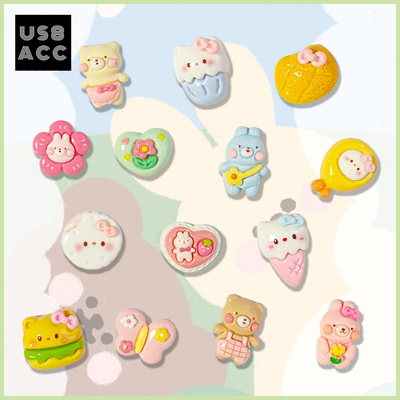 US8ACC奶油小兔小熊多巴胺适配凉鞋洞洞鞋Crocs鞋花diy鞋扣装饰