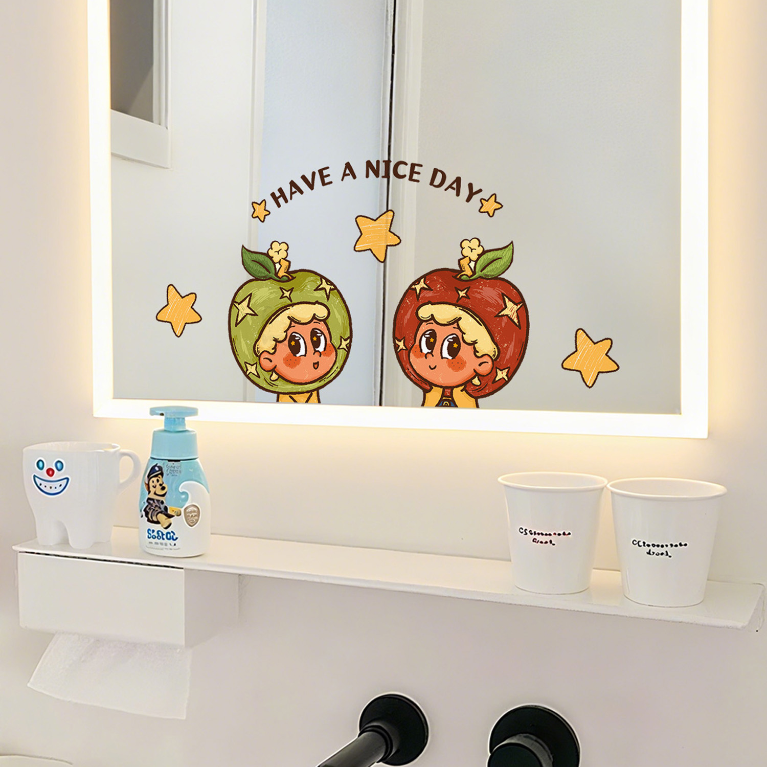 星星人卧室卫生间镜子贴纸静电厕所贴浴室镜面防水贴玻璃装饰贴膜