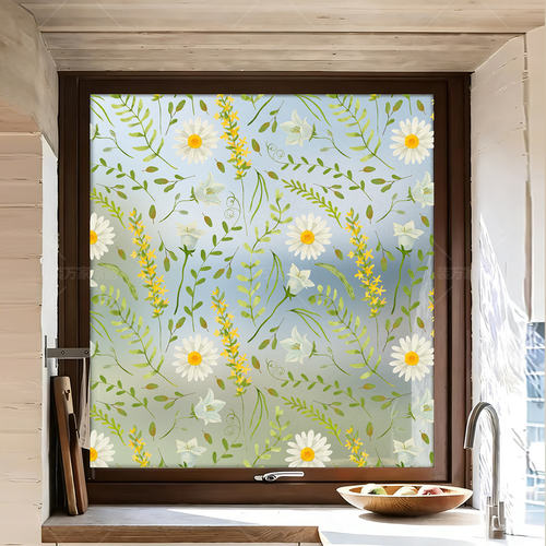 法式复古美式玻璃窗户窗花卫生间窗贴透光不透明静电贴装饰