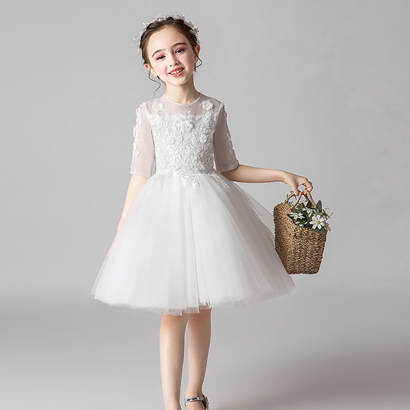女童礼服主持人生日公主裙2025洋气儿童演出服花童婚礼白纱裙春夏