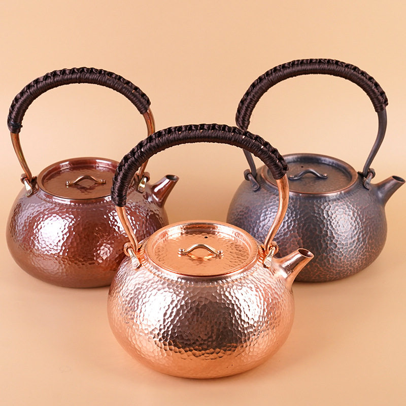 仿古铜壶紫铜烧水壶高温紫铜家用手工加厚茶壶水壶1300ml