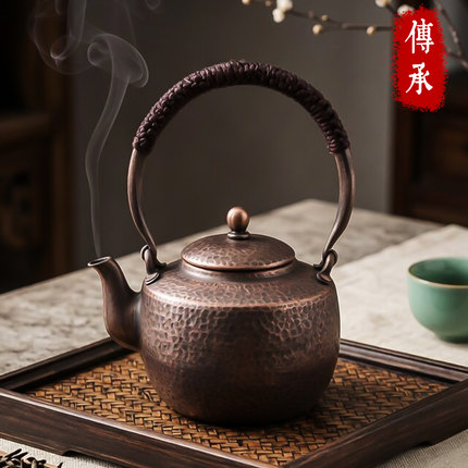 中式复古家用创意紫铜烧水壶提梁壶功夫泡茶铜壶家用手工加厚礼品