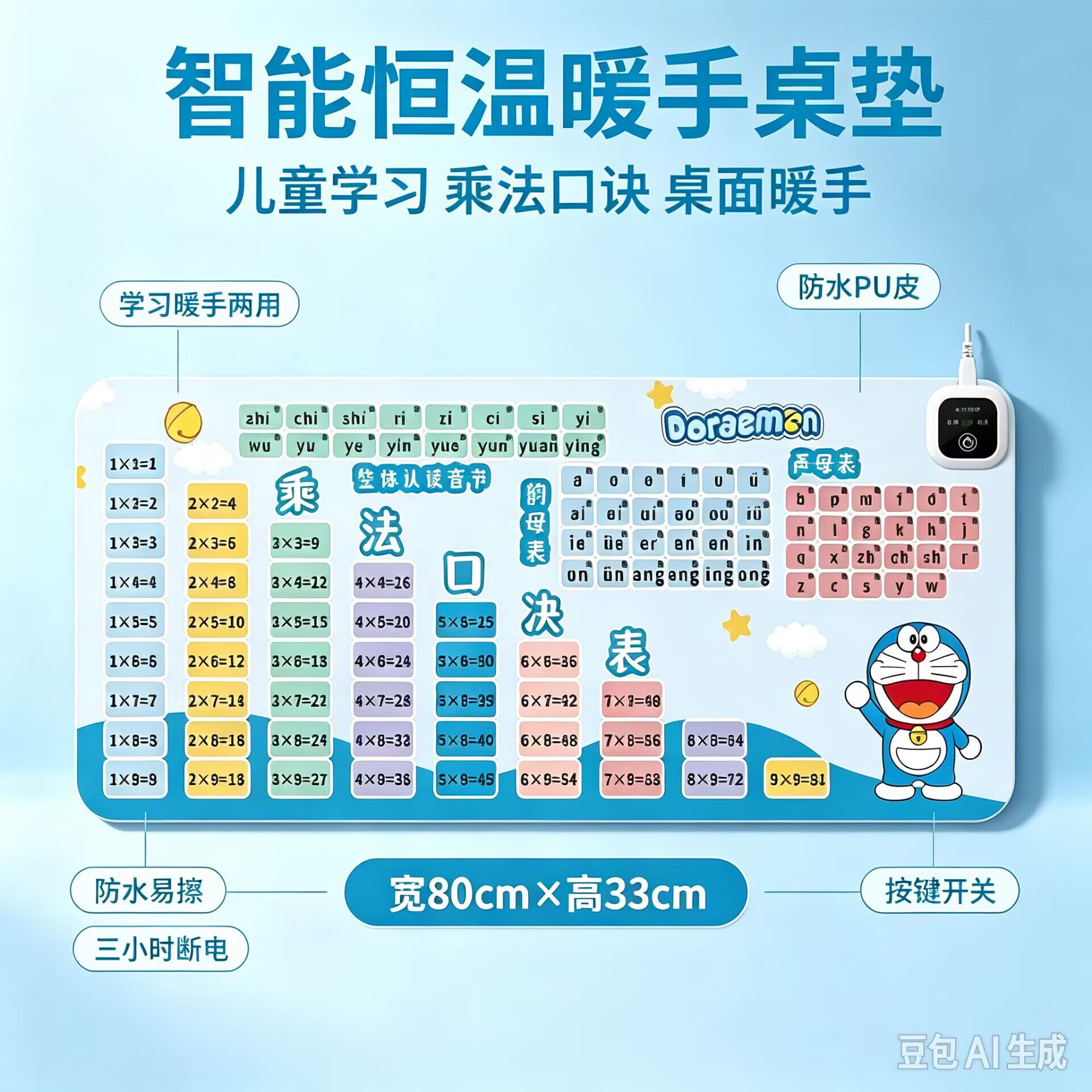 超大暖桌垫加热鼠标垫卡通暖手垫办公桌面电脑发热板学生写字垫