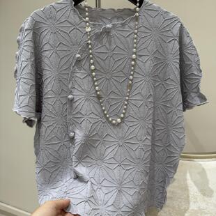 优雅褶皱妈妈女装 礼品 国风纯色冰花气质女生日礼品时尚 2026春夏装
