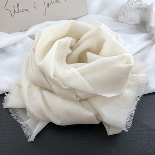 高档白色灰色红色黑色100%纯羊毛薄围巾女秋冬季2025新款保暖围脖