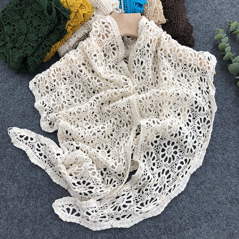 森系100%全棉镂空钩花三角披肩女外搭裙子领巾米色护肩颈保暖围巾,服饰配件/皮带/帽子/围巾,围巾/丝巾/披肩,淘宝优惠券,粉丝福利购,淘宝优惠卷