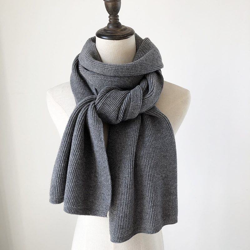 高档男女情侣黑色枣红长款针织毛线围巾秋冬灰色保暖咖色加厚围脖