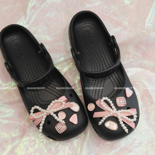 芭蕾少女丨芭蕾玛丽珍洞洞鞋鞋花卡骆驰鞋扣蝴蝶结丝带粉色珍珠