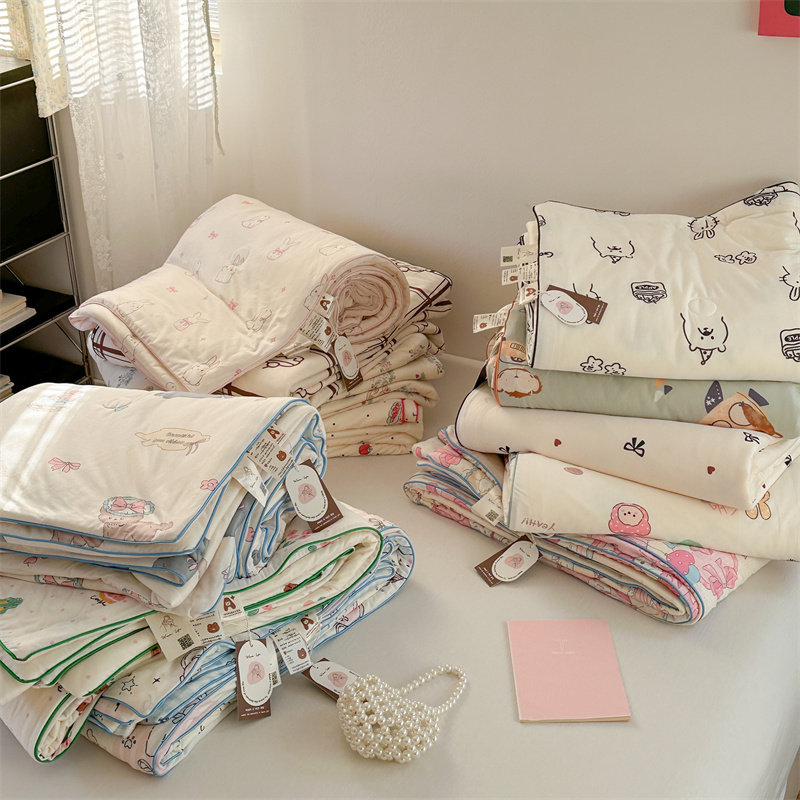 A类软糯牛奶针织棉大豆被学生夏凉被空调被卡通春夏天儿童薄被子