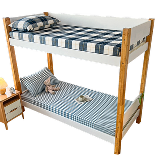 宿舍专用全棉水洗棉学生床笠80X190大学生床罩0.9床褥纯棉三件套