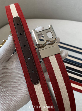 BIRTH年轻人皮带男帆布B字b家真皮腰带男士青年韩版潮休闲百搭