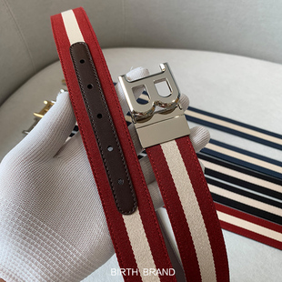 BIRTH年轻人皮带男帆布B字b家真皮腰带男士 潮休闲百搭 青年韩版
