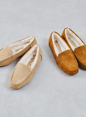 ORiental TRaffic秋冬日系经典人短毛舒服保暖低跟豆豆鞋女单鞋