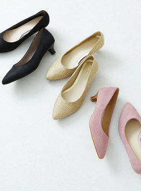 ORiental TRaffic春季新款日系气质布面时尚猫跟尖头浅口单鞋女