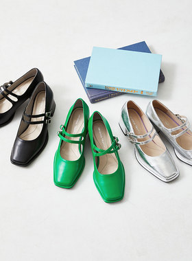 ORiental TRaffic春季日系时尚双带卡扣方跟单鞋女