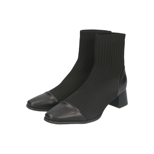 ORiental TRaffic日系新款秋冬瘦瘦弹力靴方跟短筒时尚尖头靴子女