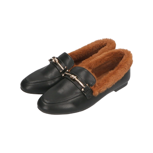 ORiental TRaffic早秋新款日系金属配饰通勤单鞋人造毛保暖单鞋女