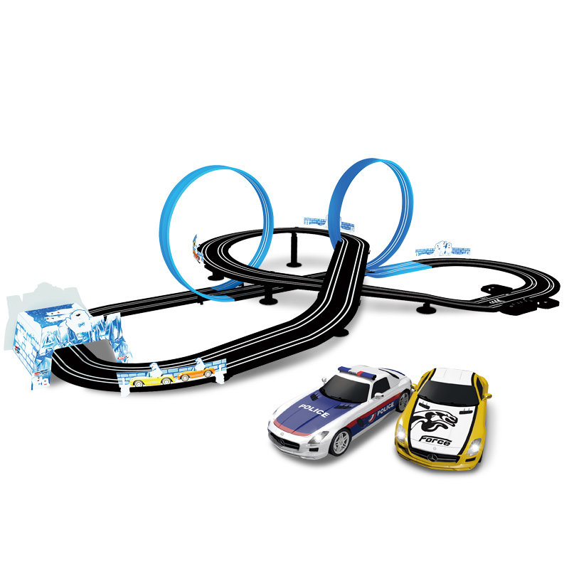 KIDS BOY SONIC STORM DOUBLE RACE TRACK CAR RACER CRANK RC LARGE TRACK PLAYSET MR03