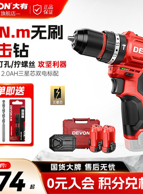DEVON大有12V无刷电钻5209 大扭力50牛棘轮夹头电动螺丝刀