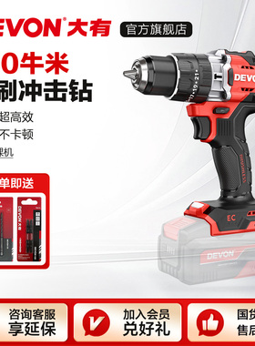 大有130牛无刷冲击钻5221大扭矩手电钻充电手转锂电钻电动螺丝刀