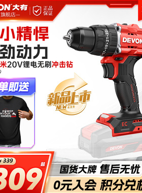 大有55牛米冲击钻5219大扭矩锂电无刷电钻5218家用电钻螺丝刀